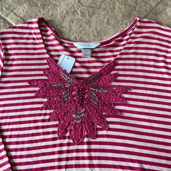 + CJ BANKS + Striped Ultra Soft Top - Picture 3 of 6